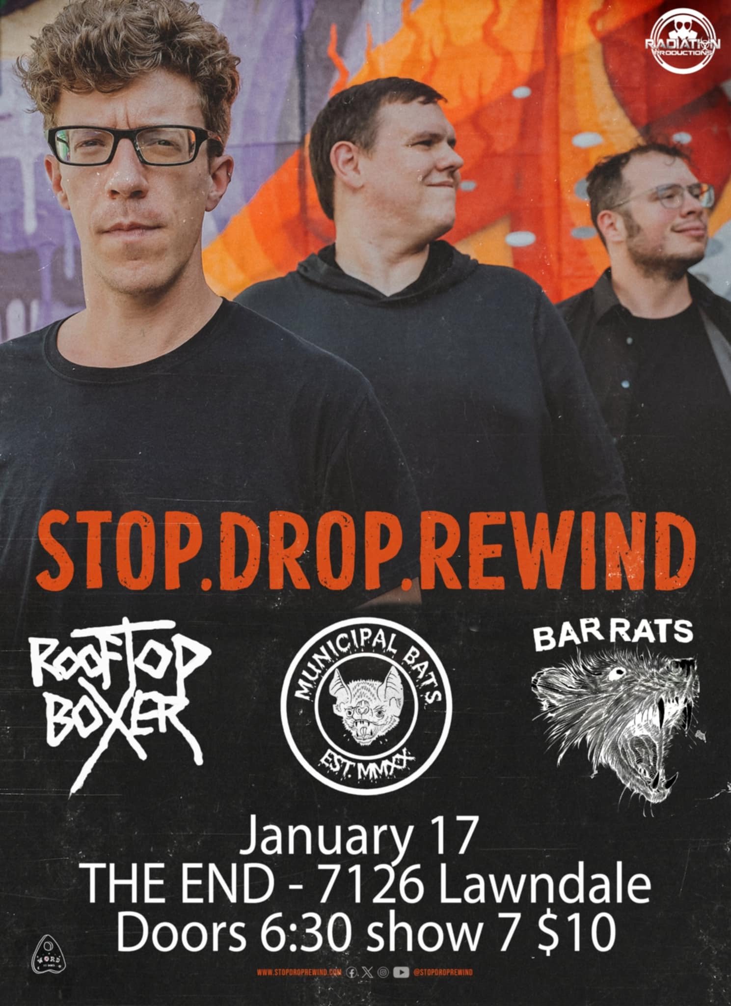 Stop. Drop, Rewind w/Rooftop Boxer, Municipal Bats and Bar Rats