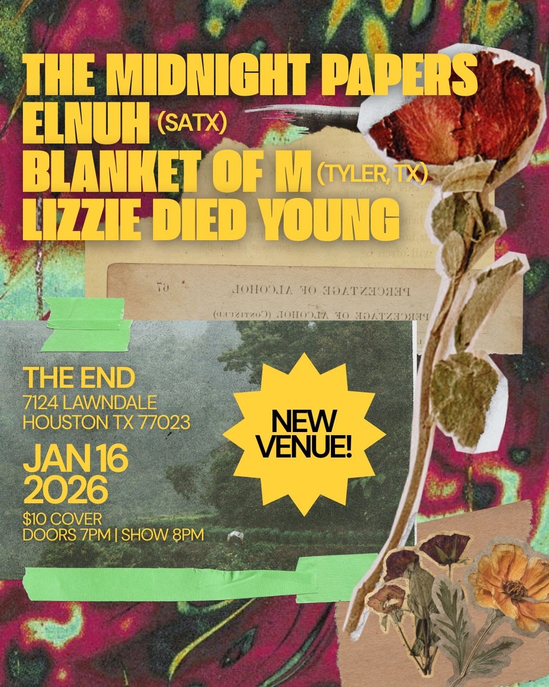 The Midnight Papers w/ Elnuh, Blanket Of M and Lizzie Died Young